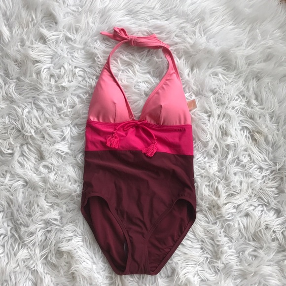 kate spade Swim New Kate Spade One Piece Halter Swimsuit Pink Poshmark